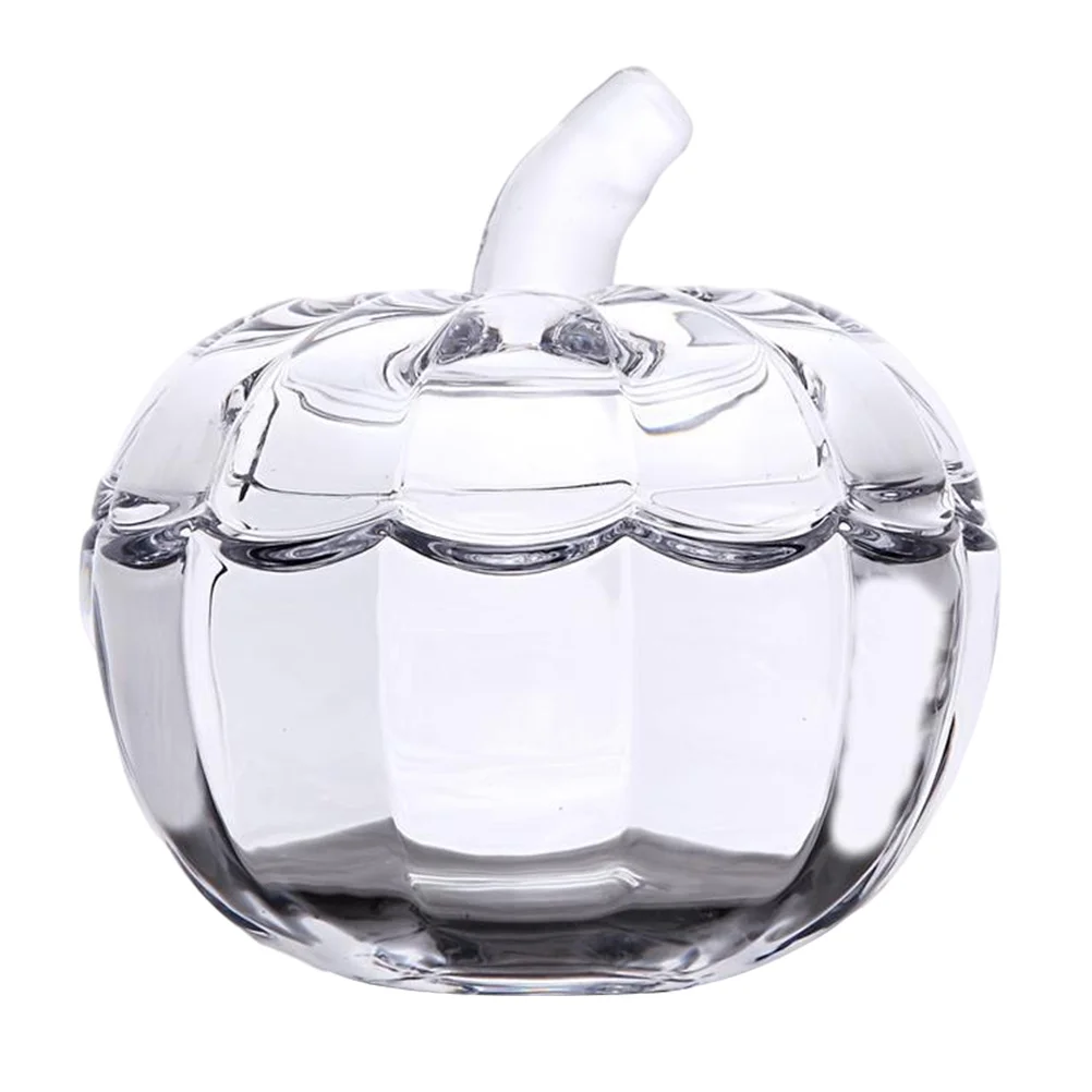 

Glass Pumpkin Jar with Lid Pumpkin Serving Bowl Clear Pumpkin Candy Jar Dessert Fruit Holder Snack Container Display Bowl