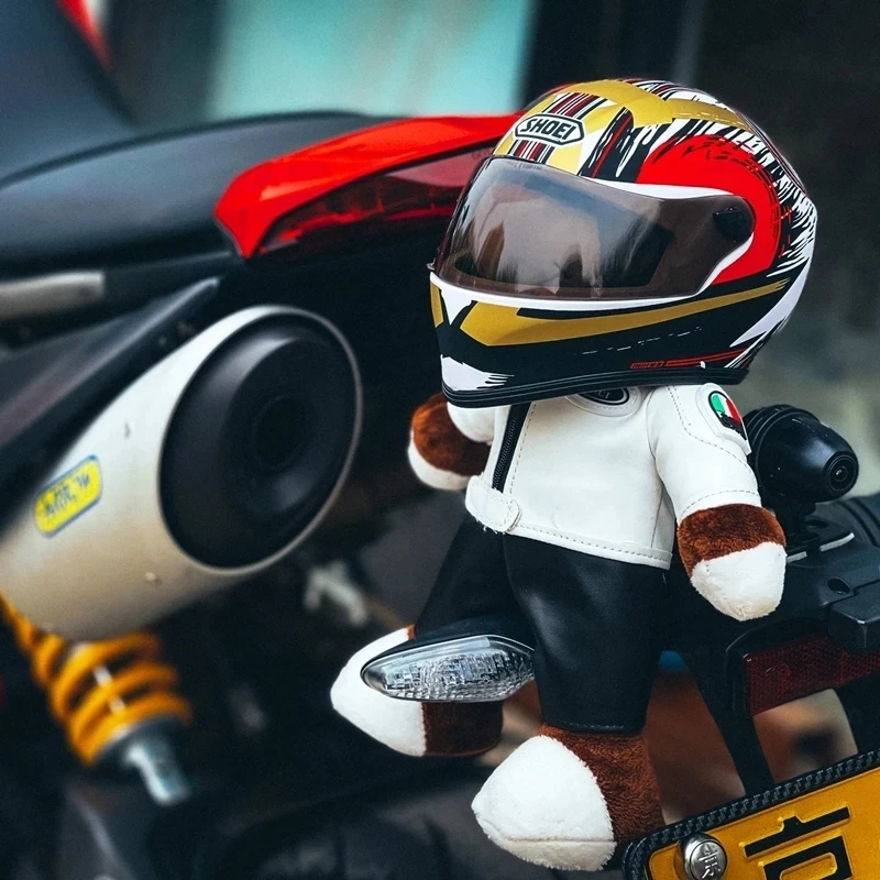 

Cool Funny Helmet Teddy Bear Motorcycle Doll Locomotive Bear Plush Toys Motorcycle Racing Christmas Decora Gift