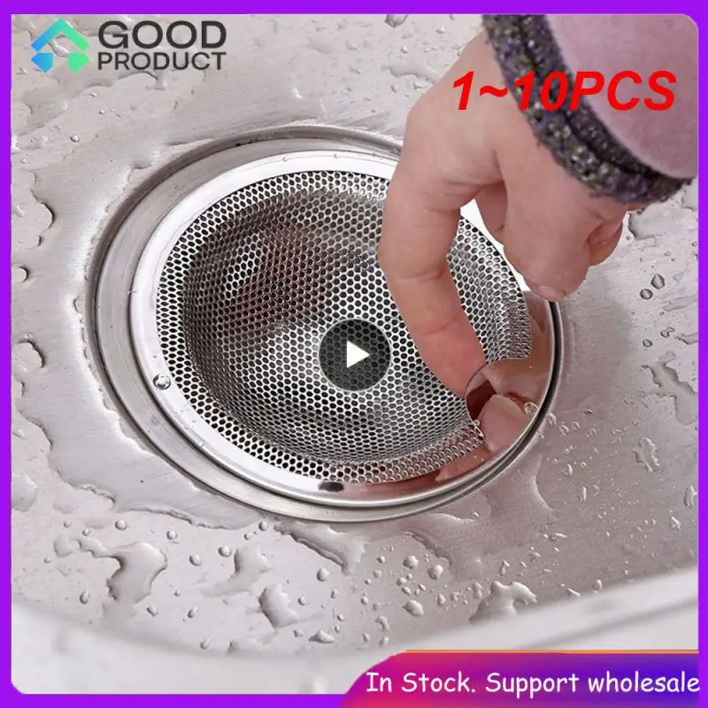 

1~10PCS Kitchen Stainless Steel Mesh Sink Strainer Drain Hole Filter Food Slag Trap Filter Cleaner Bathroom Hair Catcher Stopper