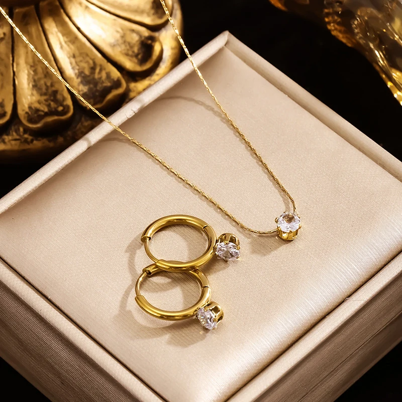 316L Легкое роскошное нишевое ожерелье с подвеской из циркона цветные простые