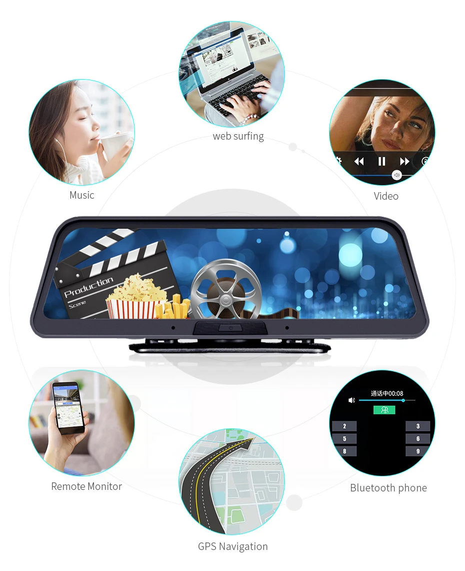 Видеорегистратор DVR ADAS Android 8 1 2 Гб ОЗУ 32 ПЗУ 4G Wi-Fi GPS двойной объектив Full HD 1080P с