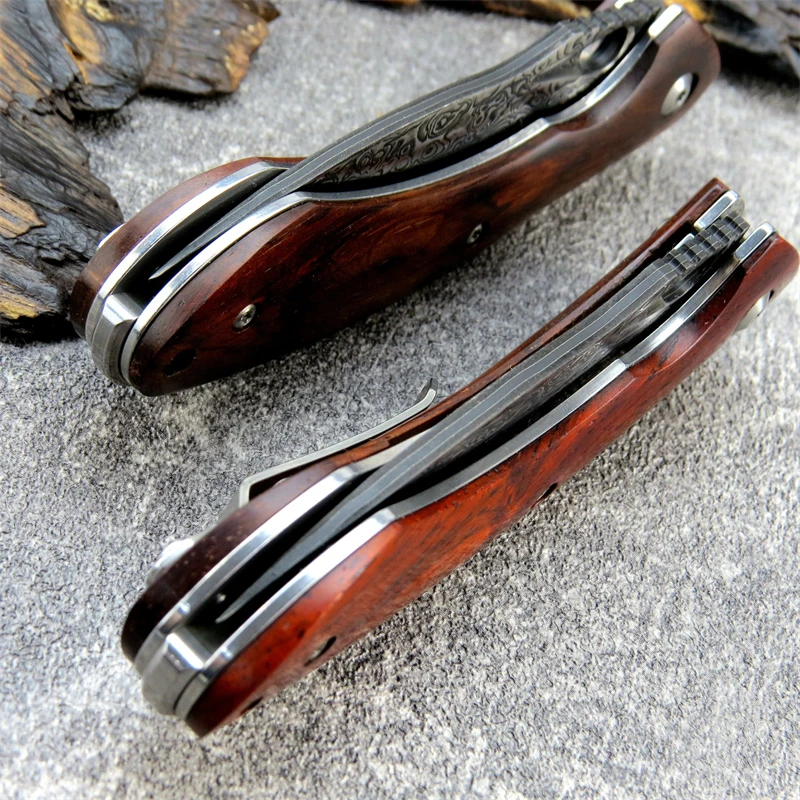 Карманный складной нож Eafengrow sitive ST231 клинок из дамасской стали + VG10 с деревянной