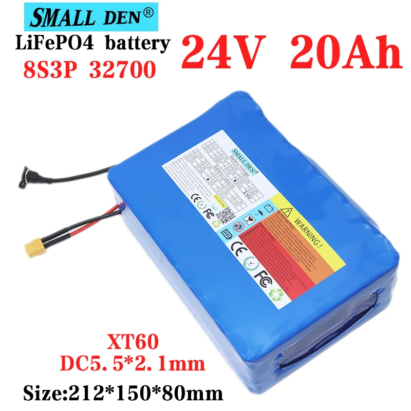 24V 20AH 8S3P 25.2V 500W 1000W 1200W Ebike Electric Bicycle Scooter Children's Car Lawn Mower Sprayer 32700 LiFePO4 Battery Pack