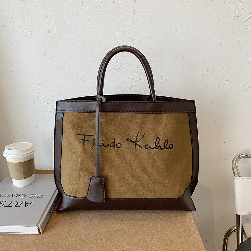 

CGCBAG Casual Large Capacity Canvas Tote Bag Letter Printed Luxury Designe Handbag Women 2022 Fashion Leather Shoulder Bag