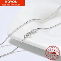 HOYON Pure Real S925 Sterling Silver Beads Chain For Women White Gold Pearl Supplement Ball Clavicle Necklace Bare Chain Free