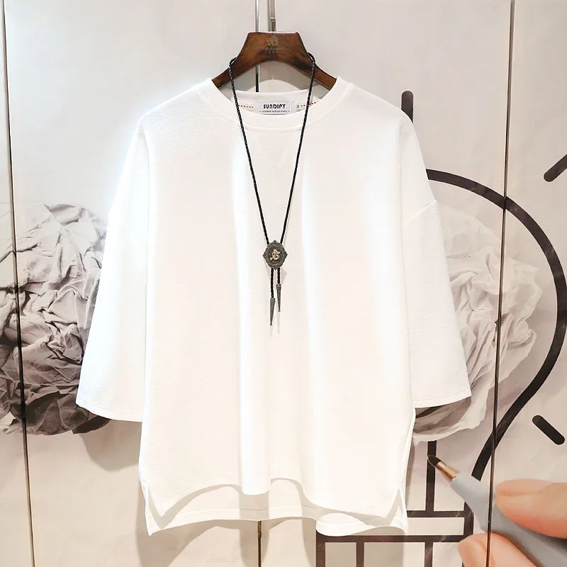 

Summer Men's T-shirts With High Sree T Shirt for Men Free Shipping Oversized T-shirt Kanye Cotton Tee Solid Color Clothing