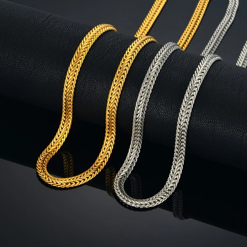 Men Women's Jewelry Set Gold Silver Color Bracelet Necklace Set Curb Cuban Weaving Snake Chain 2019 Wholesale Jewelry images - 6