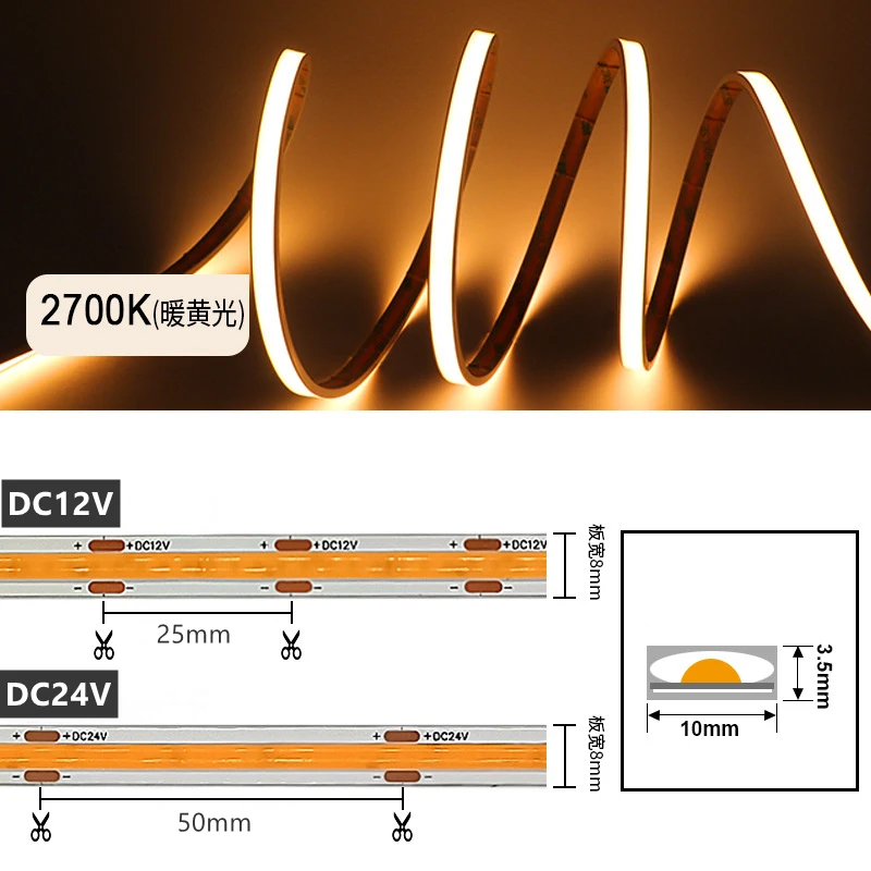 Водонепроницаемая светодиодная лента khelse, силиконовая, 480 светодиодов/м, 12/24 В