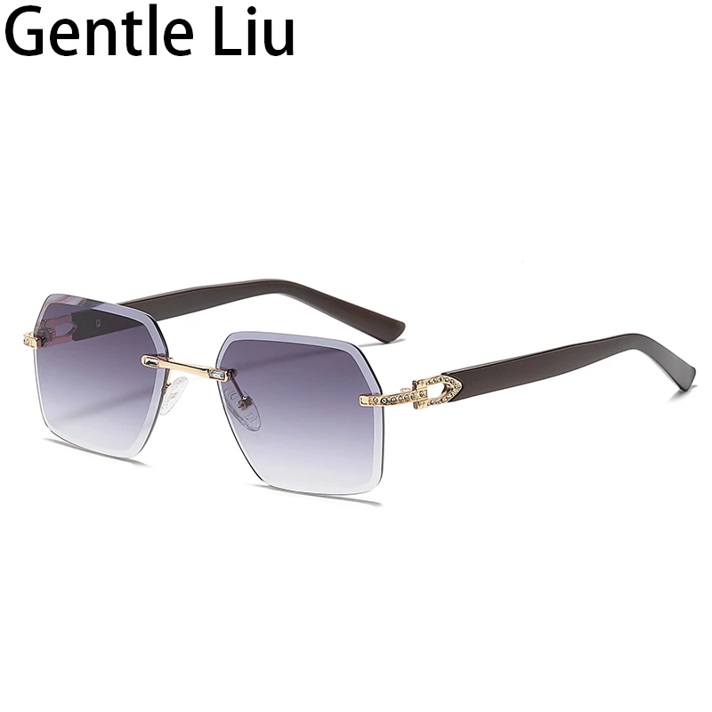 Солнцезащитные очки без оправы для мужчин и женщин винтажные квадратные