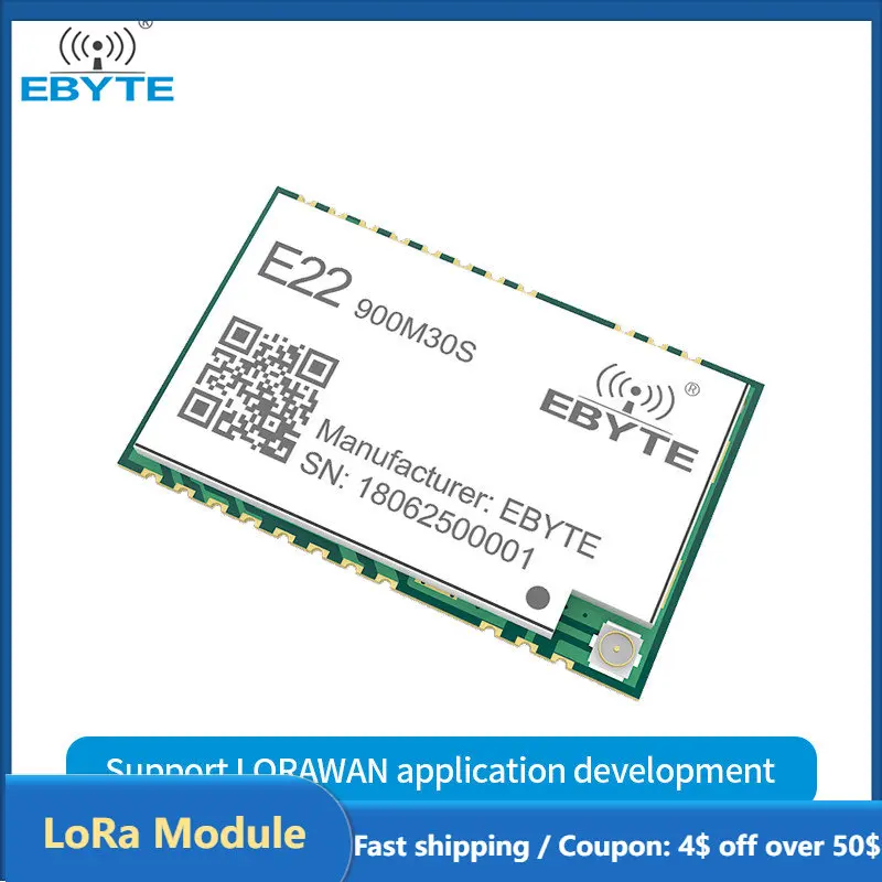 SX1262 LoRa модуль E22-900M30S 868 МГц беспроводной модуль 30 дБм Диапазон 12 км IPEX антенна SPI интерфейс низкое энергопотребление EBYTE