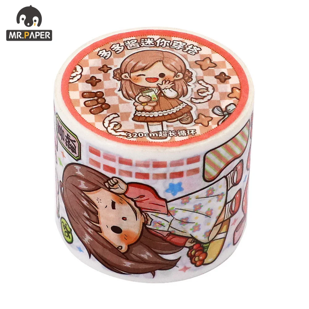 

Mr. Paper 5m/Roll Cartoon Washi Tape Cute Girl Outfit Kawaii Stickers Handbook DIY Collage Special Oil Craft Korean Stationary