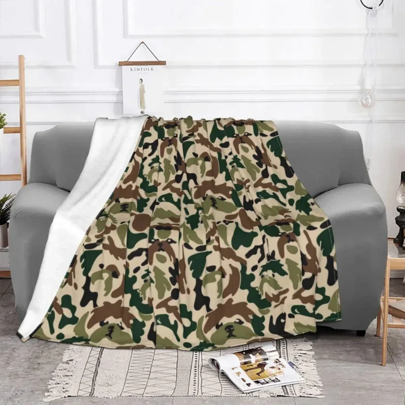 

Shih Tzu Camouflage Camo Velvet Printed Fashion Breathable Lightweight Throw Blanket For Sofa Bedroom Bedspreads