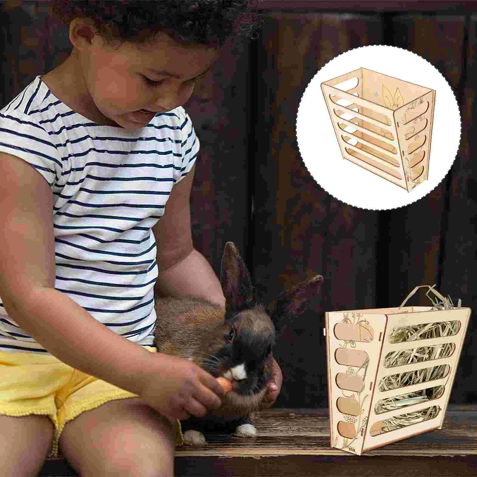 

Hay Feeder Rabbit Rackrabbits Wooden Guinea Mangerwood Holderfeeding Small Chinchilla Dispenser Pet Tool Diy Cage Animal Hamster