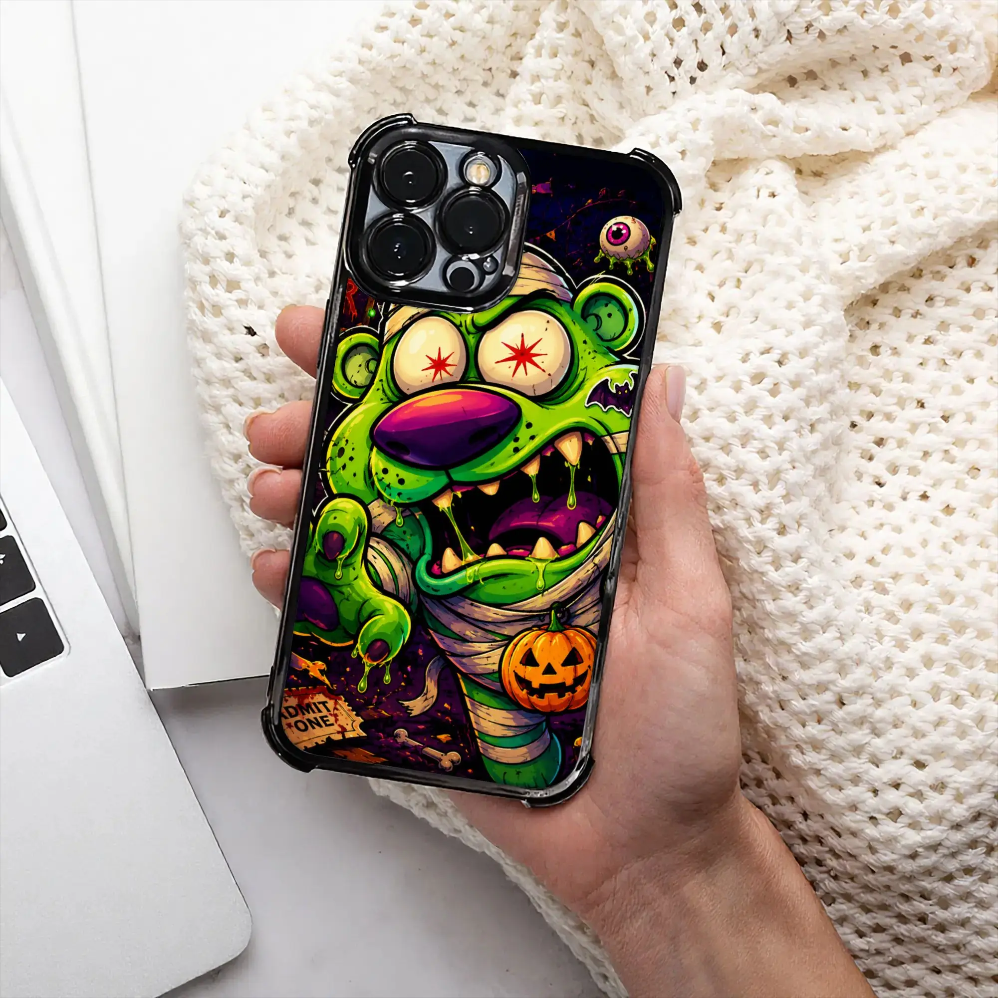 Фото Чехол для телефона Green Cowardly Dog Snarl Growl с гальваническим покрытием для iPhone различных моделей №1