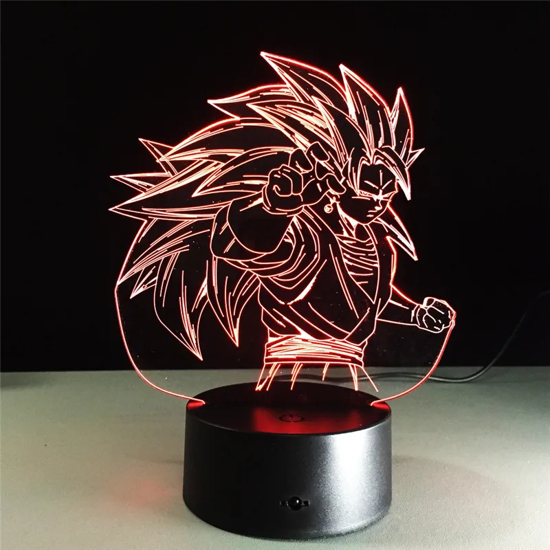 Naa Dragon Ball Z Goku Super Saiyan 3 фигурка 3D ночник 7 цветов Сенсорная настольная лампа Модель