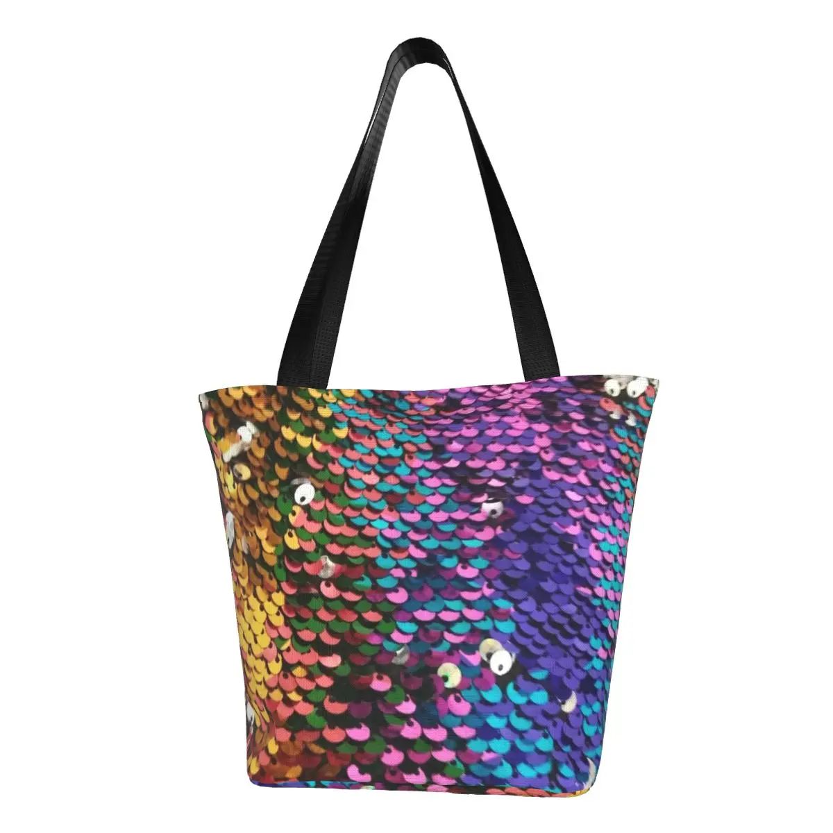 

Сумка-шоппер с красочными блестками, блестящие сумки для колледжа, студенческие графические сумки для покупок, милая сумка-тоут из полиэстера