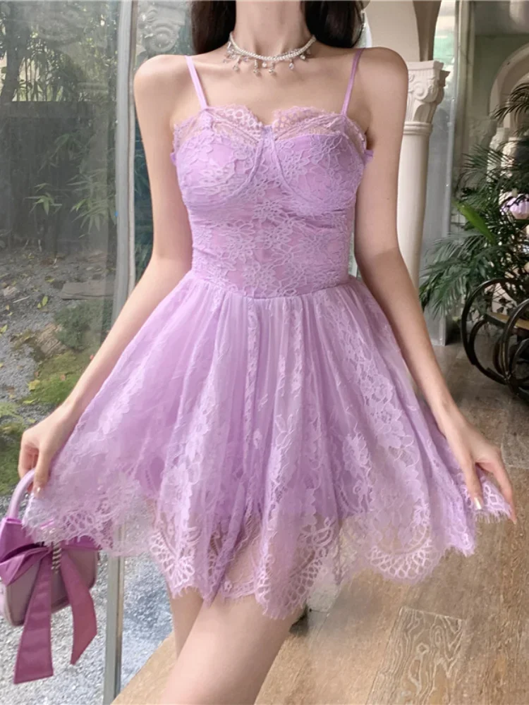 Женское платье без рукавов Ezgaga кружевное лоскутное милое облегающее во