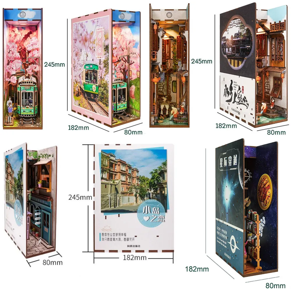 

Decorative Books Nook Miniatures DIY Wooden Bookshelf Kit Anime Building Collection Toy Gift for Adult Kids Festival Birthday