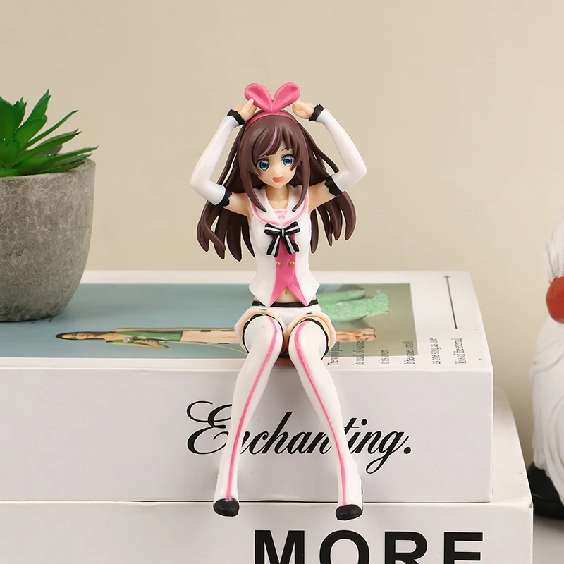 Anime Figure Two-dimensional Girl Kizuna AI Virtual Singer Princess Costume JK Sitting Girl Doll Ornament Gift Toy Model