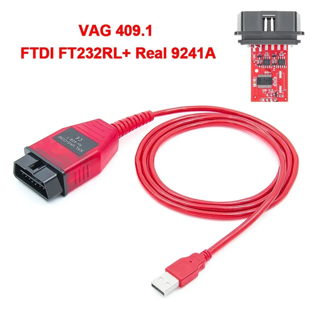 Автомобильный диагностический кабель VAG 409 1 COM KKL FTDI FT232RL Real 9241A K Line OBD 2 OBD2