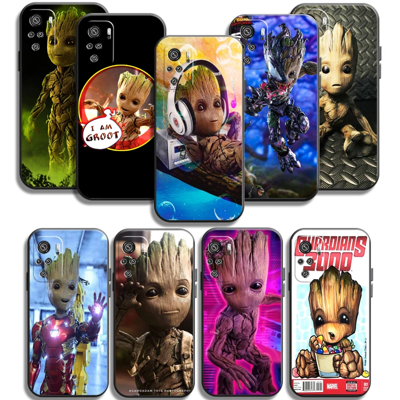 

Marvel Groot Cartoon Phone Cases For Xiaomi Redmi 10 Note 10 10 Pro 10S Redmi Note 10 5G Coque Funda Soft TPU Carcasa