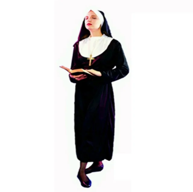 

Halloween Carnival Party Women Nun Cosplay Costume Medieval Renaissance Masquerade Scary Horror Missionary Dresses With Headwear