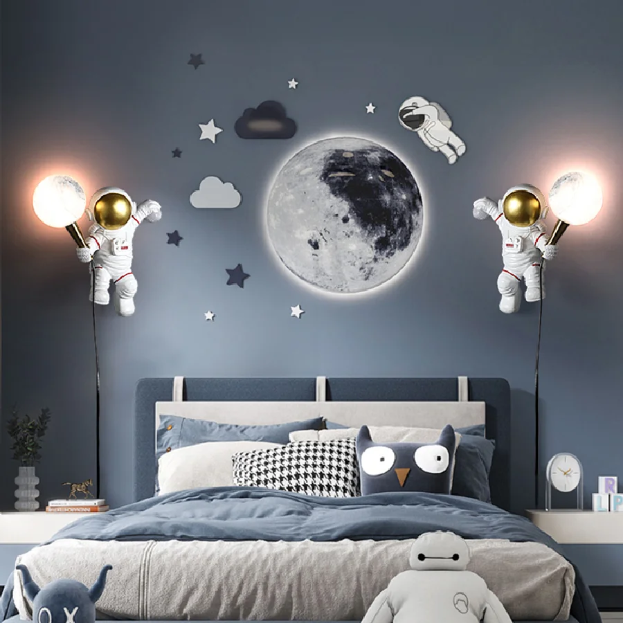 

Креативная светодиодная настенная лампа в виде астронавта и Луны для детской комнаты, гостиной, спальни для мальчиков и девочек, настенное ...
