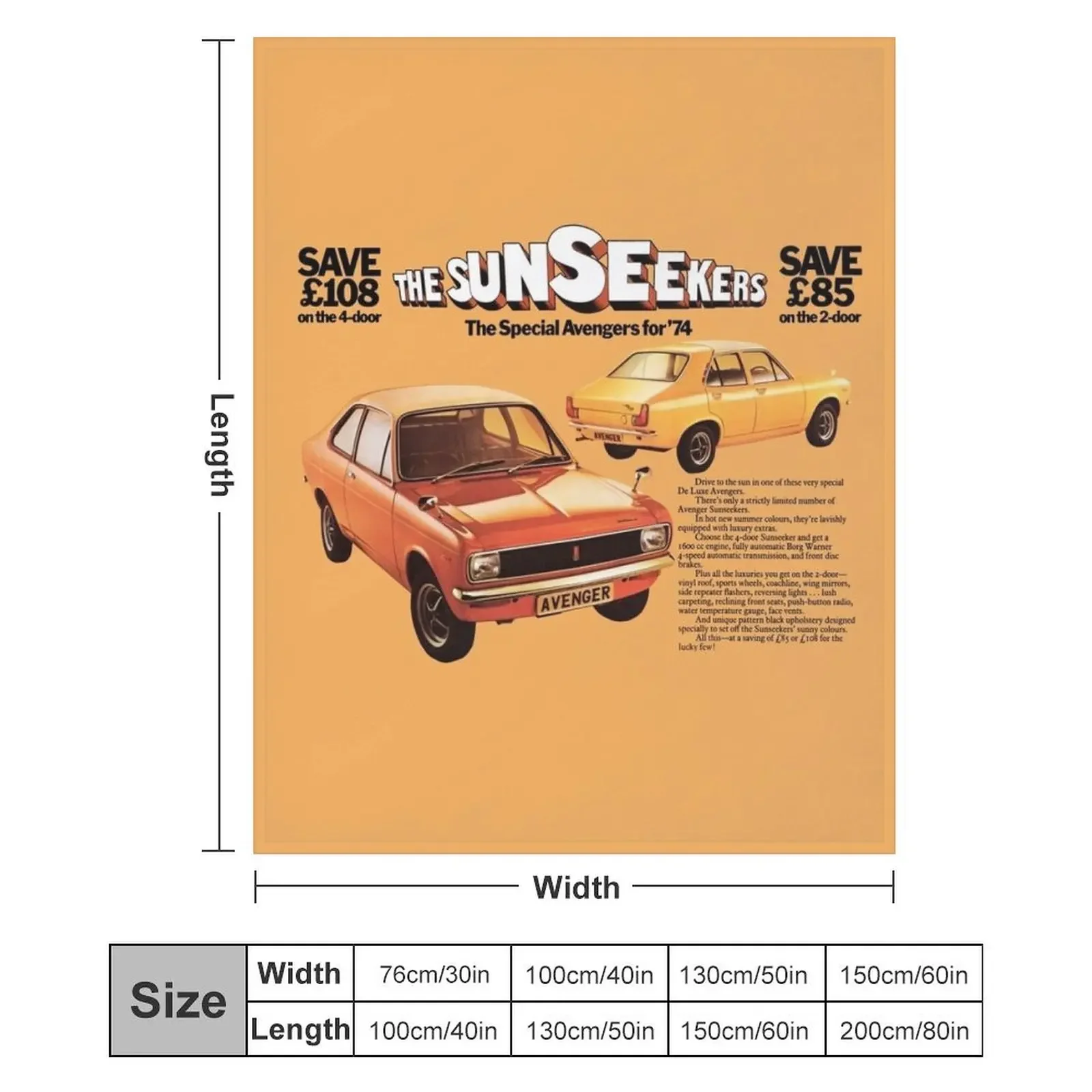 HILLMAN AVENGER SUNSEEKER Теплый плед для детей