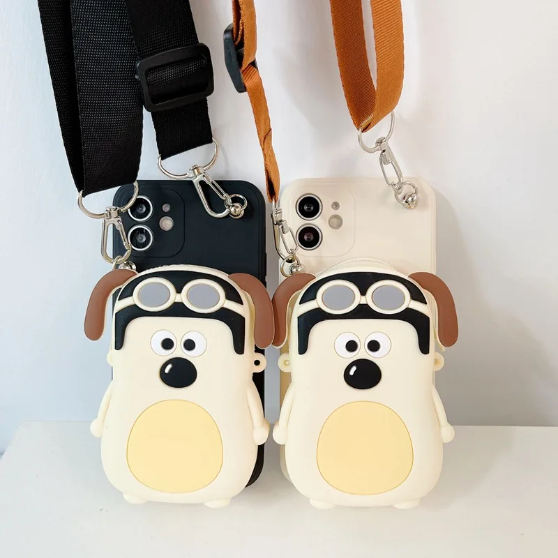 

Оригинальный Мягкий силиконовый чехол для влюбленных Wallace & gromit, кошелек для замены, украшение на веревке, рождественский подарок для Iphone11 12 ...