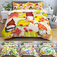 autumn gnome duvet cover golden maple leaf printed comforter bedding set with pillow case king queen size bedding set