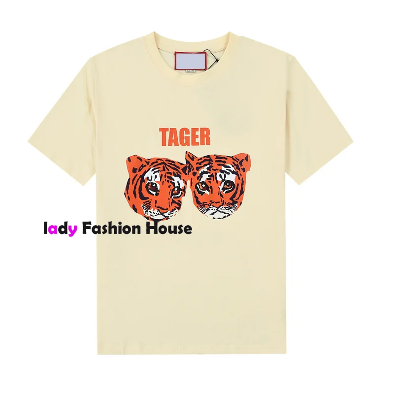 

2022 luxury design tiger letter printing fashion round neck short sleeve casual loose cotton men's and women's graphic T-shirt