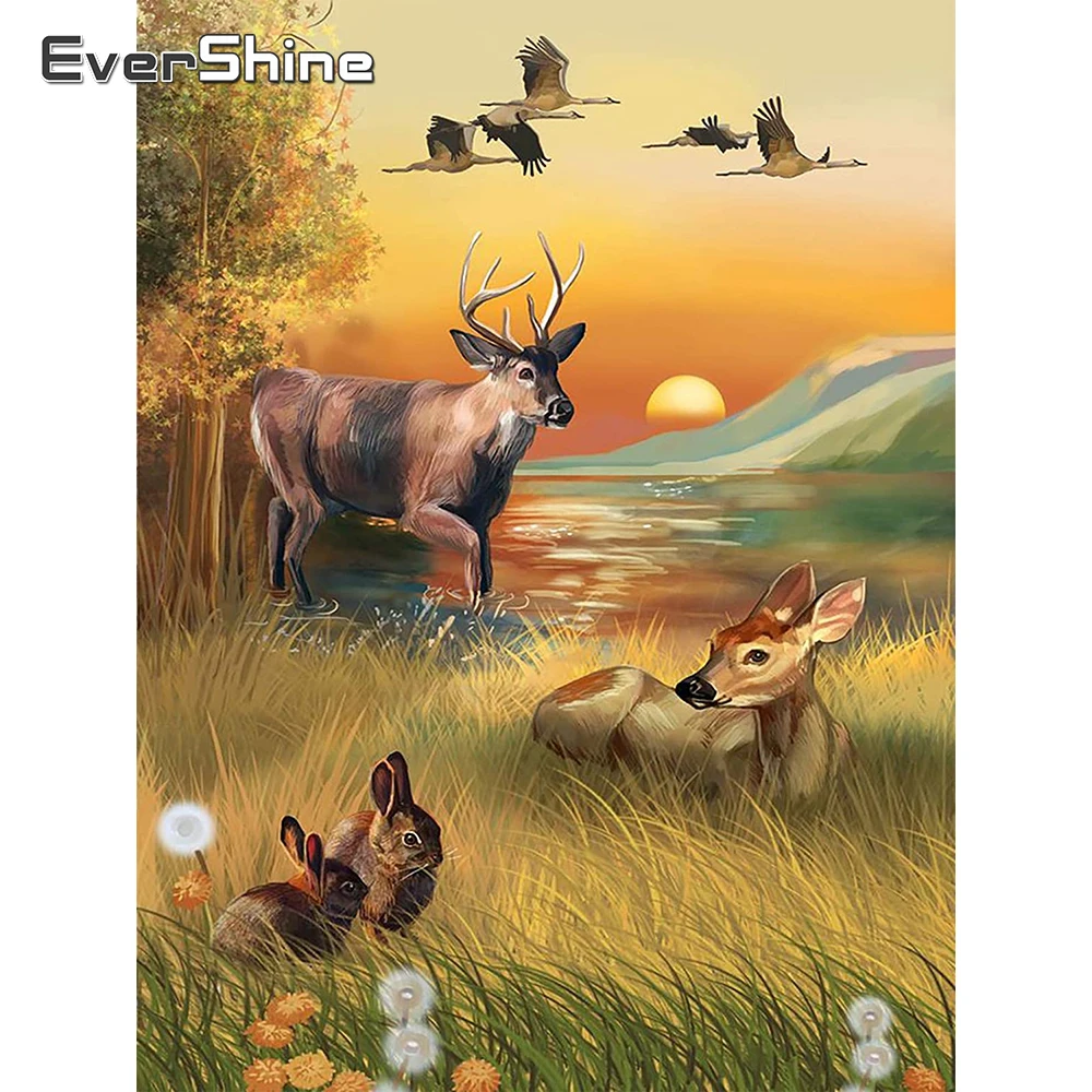 

Алмазная картина EverShine «сделай сам», осенняя вышивка с квадратными стразами, пейзаж, вышивка крестиком, мозаика с оленем, хобби