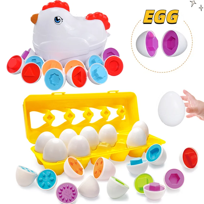 

Eggs Children Matching Egg Easter Toys Toddler Montessori Toys Games Sensory for Shape Chicken Sorters Educational Smart Baby