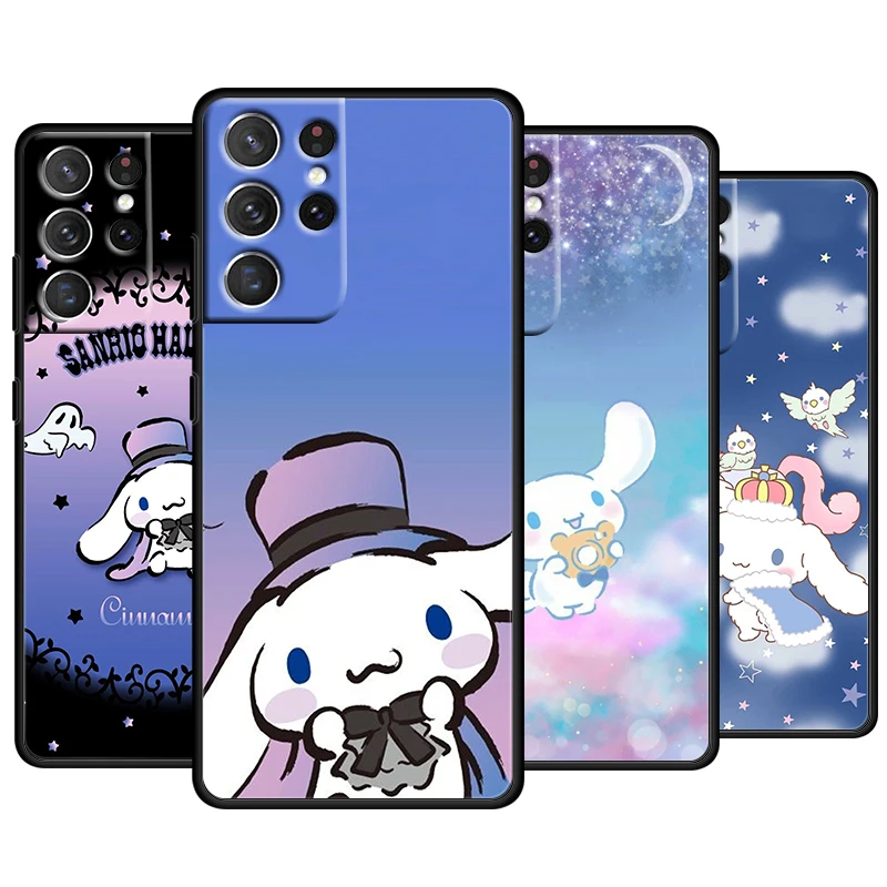 

Cartoon Cinnamoroll For Samsung Galaxy S22 S21 S20 Ultra Plus Pro S10 S9 S8 S7 4G 5G Soft TPU Black Phone Case Capa Cover Coque