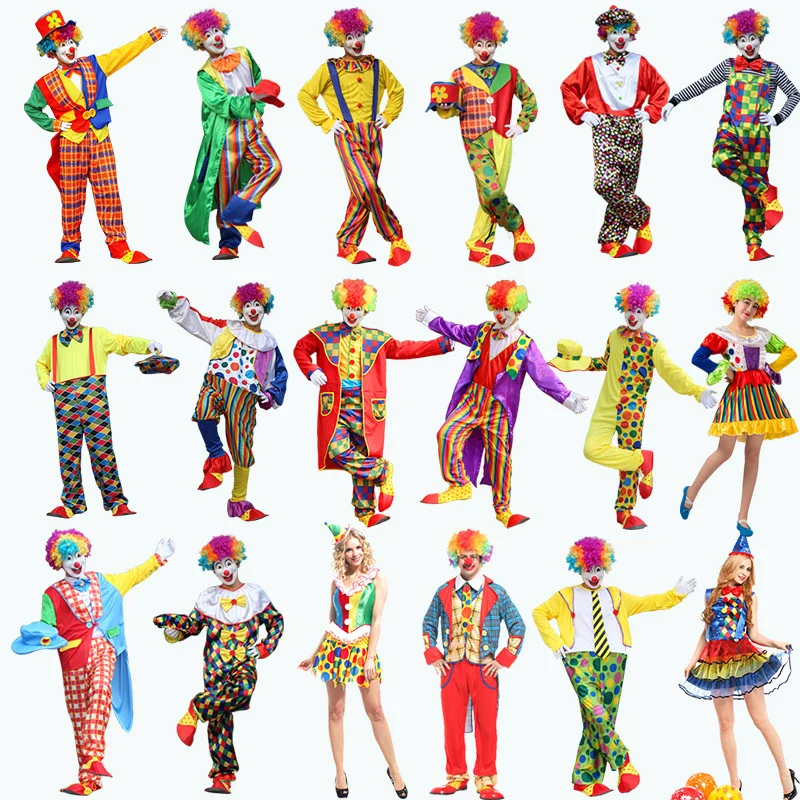 

Halloween Adult Children Clown Costume Joker Cosplay Costumes Dance Performance Costumes Carnival Party Dress No Wig