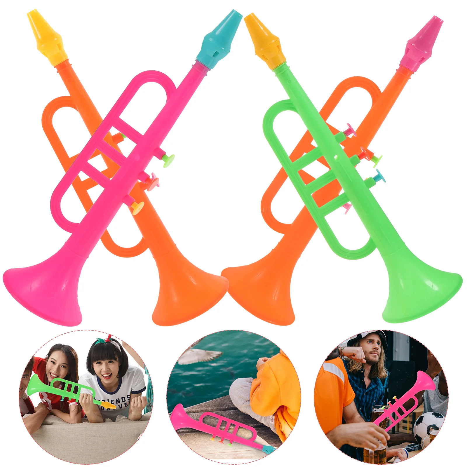 

4pcs Simulation Trumpets Interesting Plastic Trumpets Portable Colorful Trumpets
