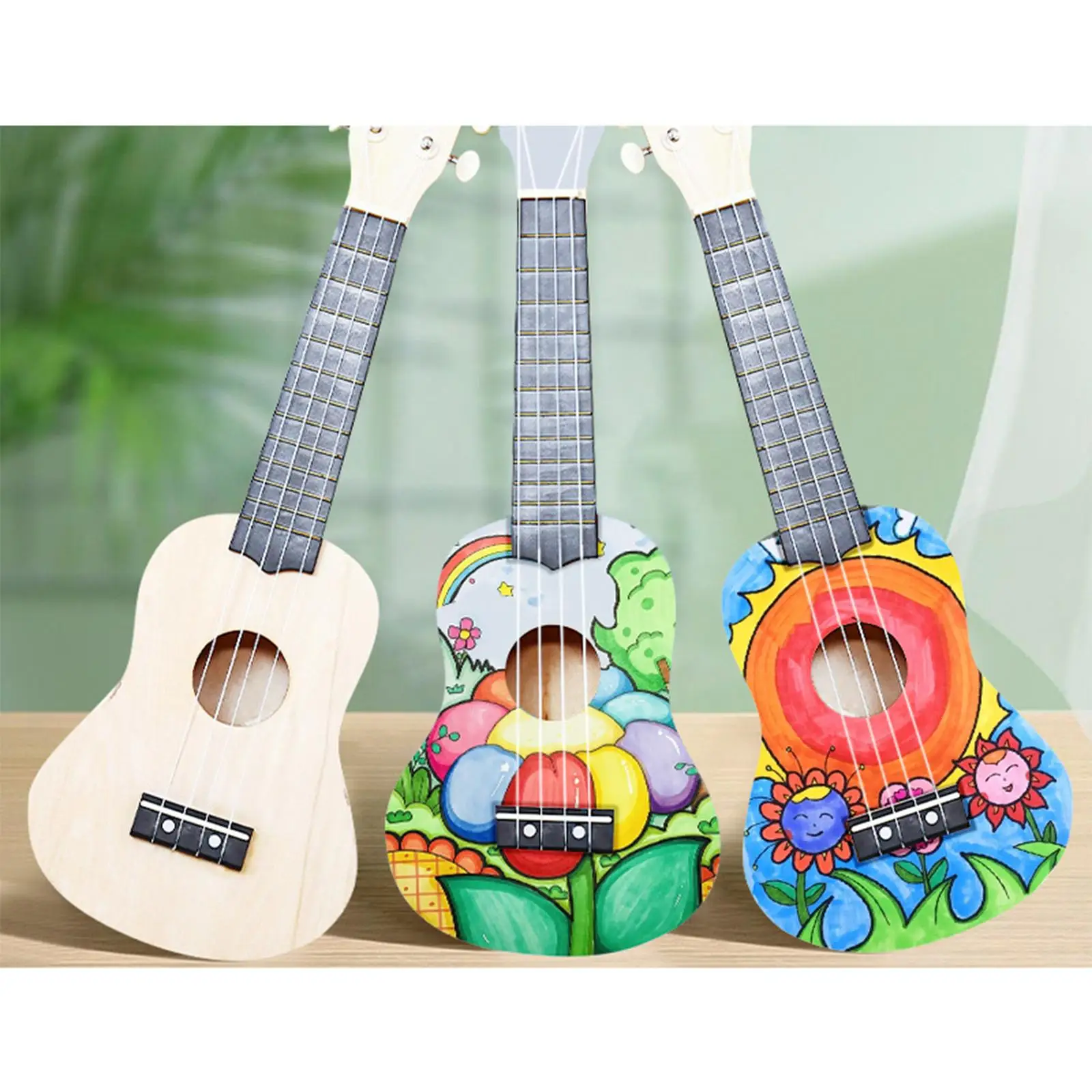 

Ukulele DIY Kit Handwork Painting Wooden Assembly Toys Instrument for Kids