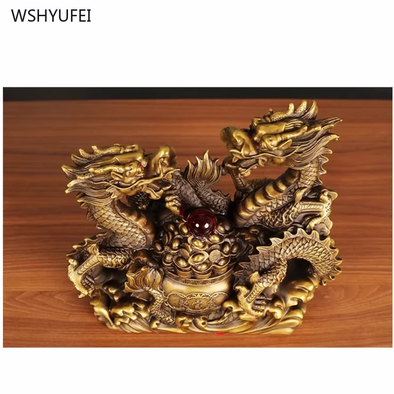 Металлические украшения дракона двойная чаша для сокровищ Sheng Xiao Feng Shui