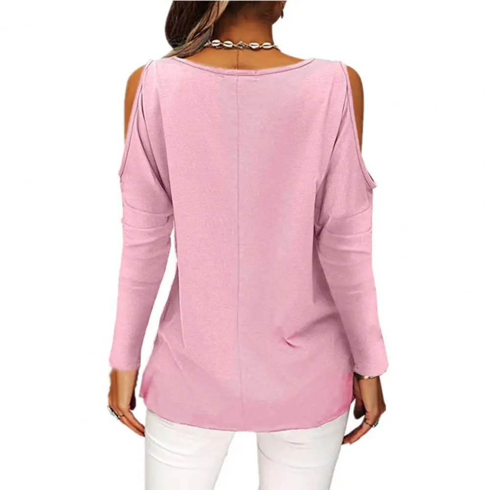 

Lightweight Classic Fashion Cold Shoulder Modal Tunic Blouse Elastic Casual Blouse Pure Colors Streetwear