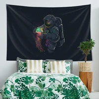 astronaut wall tapestry with black background colour jellyfish interstellar sky hnaging hippie boho dorm decor studio dress up