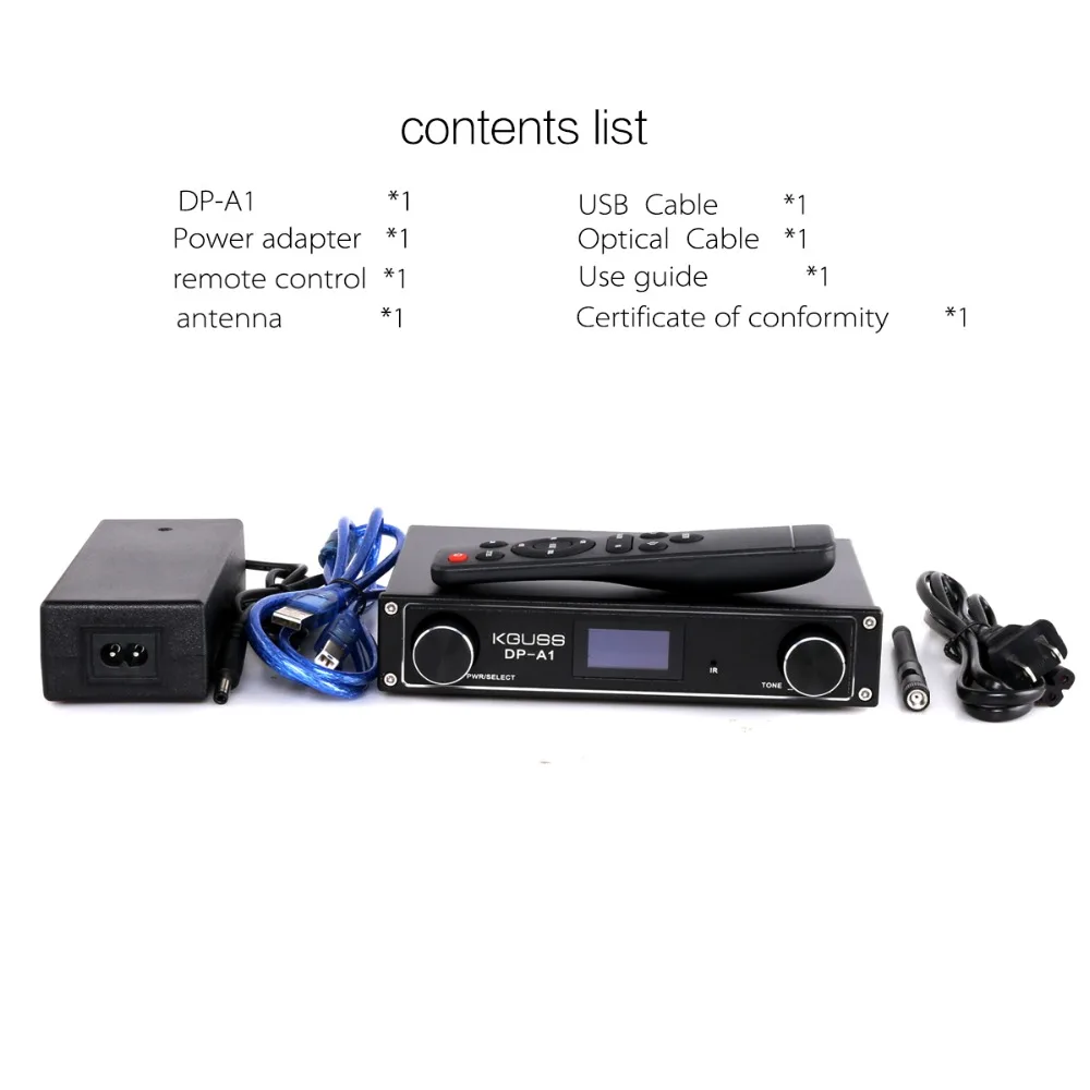 Настольный аудиоусилитель KGUSS DP-A1 TAS5352A CSR64215 Bluetooth 4 2/USB/Fiber/Coax/AUX вход 24 бит 192 кГц 120