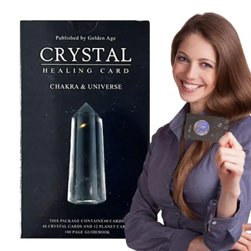 

Planet Crystal Energy Tarot Cards 60pcs Pocket Size 12x7cm Oracle Cards Wiccan Supplies English Version For Party Games