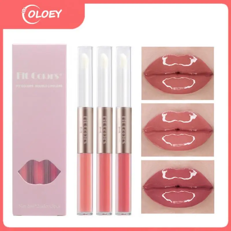 

6 Colors Double-ended Lip Gloss Non-stick Cup Liquid Lipstick Mirror Water Lipgloss Moisturizing Lip Oil Lipgloss Lips Makeup