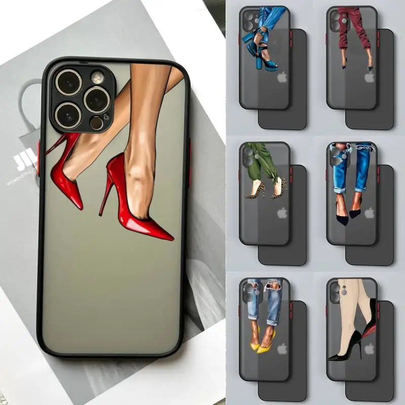

High Heels Baby Mom Girl for iphone 7 8 plus x xs xr 11 12 13 mini Pro max Soft Silicon Matte Hard Cover
