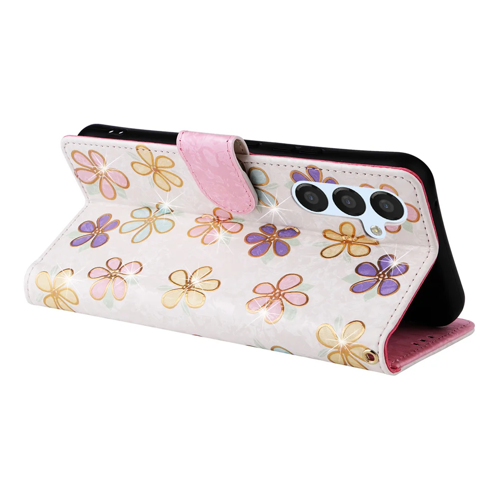 Роскошный позолоченный кожаный чехол с цветочным узором для Galaxy A12 A13 A14 A22 A23 A24 A32