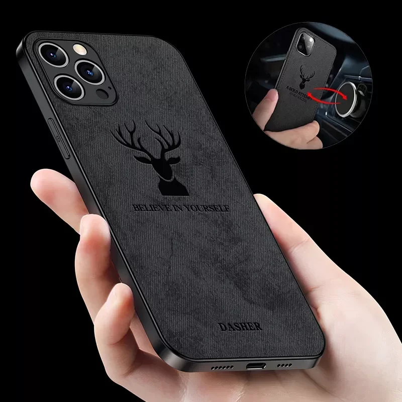 

2022 Trend For iPhone XR X Xs Max 11 13 Pro Max 12 Mini SE 2020 6 6s Plus 7 8 Build-in Magnet iron Cover Deer Cat Shell Cloth C