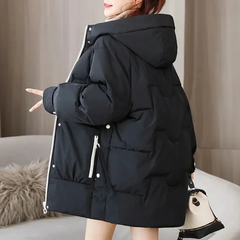 Women's Parkas Hooded Overcoat Casual Long Coat Cotton Padded Parka Warm Female Jackets Outwear Plus Size 2023 New Winter Jacket