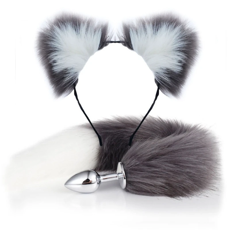 

Милые Плюшевые Уши повязка на голову хвост Набор для вечеринки костюм Хэллоуин для взрослых