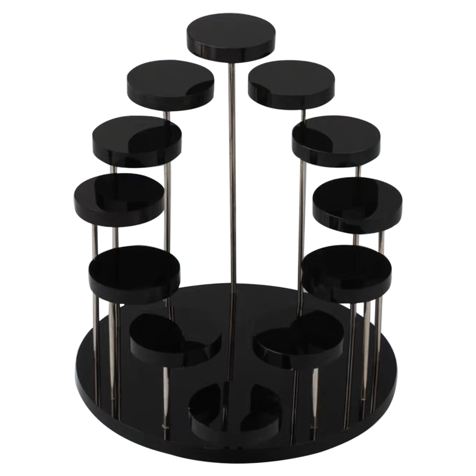 

Staggered Non Slip Storage Earring Ring Freestanding 12 Round Plate Bracelet Jewelry Display Rack Acrylic For Desktop Bedroom