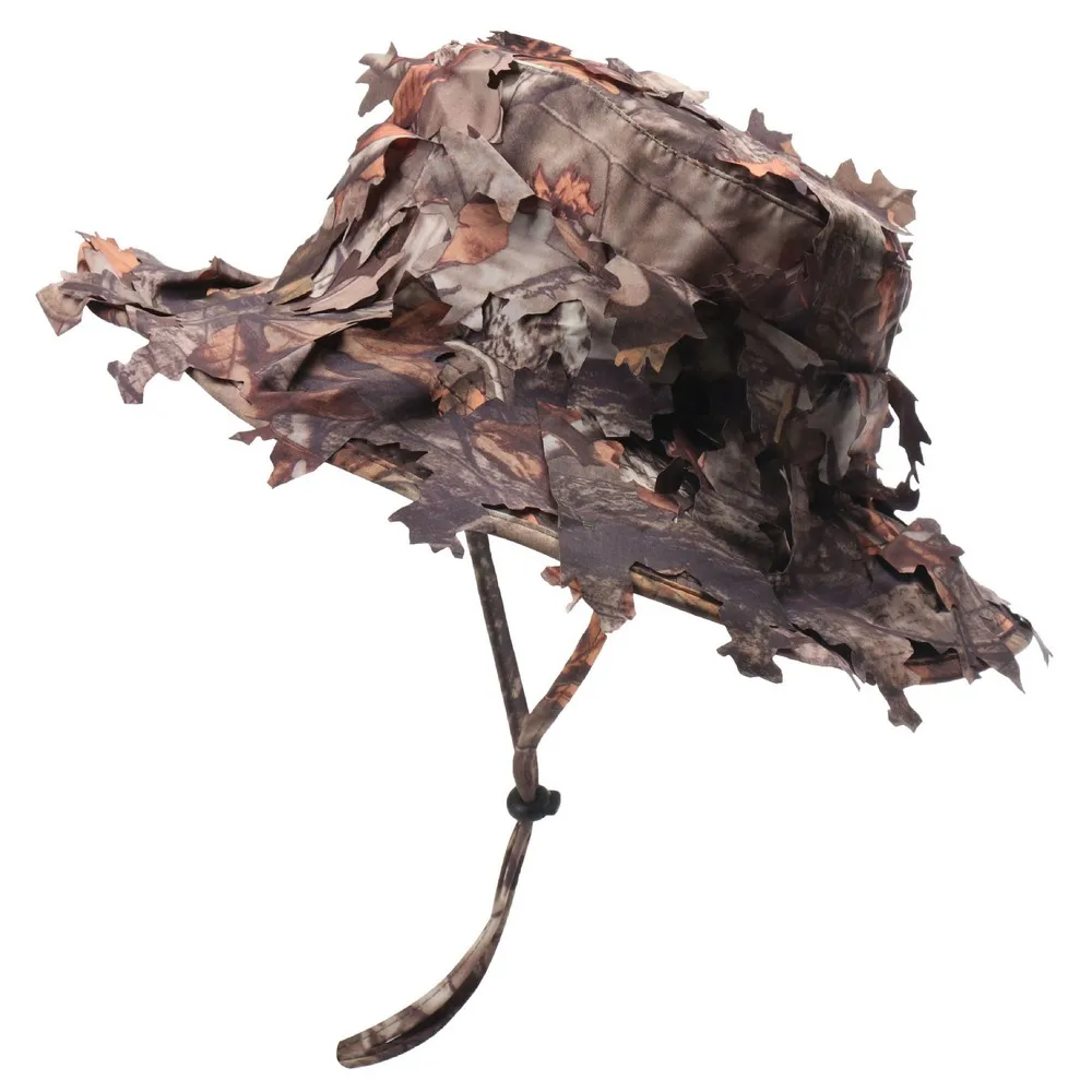 

Man Tactical Military Hat Army Style Bucket Cap Polyester Fake Leaves Concealment Camouflage Jungle Outdoor Travel JM0028